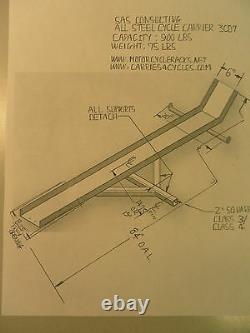 Motorcycle Hitch Carrier/Cycle Rack, Class 3/2 hitch on rack, 900 lb capacity