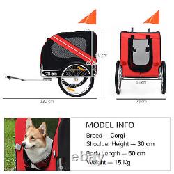Pet Bicycle Trailer Dog Cat Bike Carrier Water Resistant Red Outdoor