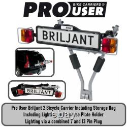 Pro User Briljant 2 Bike Cycle Carrier Including Storage Bag and Road Lighting