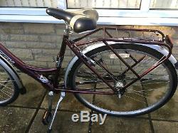 Raleigh Caprice Ladys Cycle. 19 Frame Colour Burgandy, Basket, Carrier, Bell