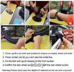 RockBros Bike Rack Car Roof Rack Carrier Suction Cups Quick Release 2 Bikes