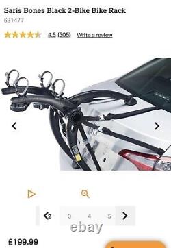 SARIS BONES 2 BIKE CAR BOOT RACK HATCHBACK SALOON CYCLE CARRIER BLACK UK Seller