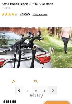 SARIS BONES 2 BIKE CAR BOOT RACK HATCHBACK SALOON CYCLE CARRIER BLACK UK Seller