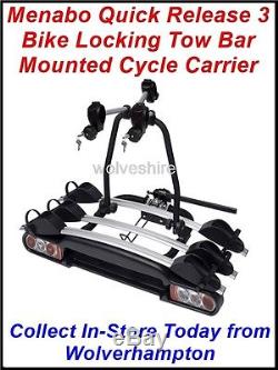 Top Spec Menabo Towbar Mounted Cycle Carrier For 3 Bikes Bicycles Motorhome Car