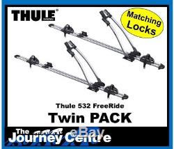 Thule 532 Cycle Carrier Freeride Roof Mount Bike Rack 3 x Pack FREE LOCK MATCH