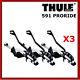 Thule 591 ProRide Triple Pack Roof Mount Cycle/Bike Carriers Free Fast P&P X3