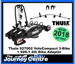 Thule 927 + 9261 Velo Compact 4 Bike Cycle Carrier Tow Bar Mount Tilts & Locks