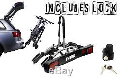 Thule 9502 Bike Cycle Carrier Tow Bar Mounted with 957 Lock Holds 2 Bikes