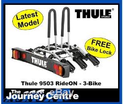 Thule 9503 RideOn Ride On Tow Bar mounted 3 Bike Cycle Carrier + FREE BIKE LOCK