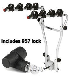 Thule 9708 Tow Bar Ball Mounted 4 Bike Cycle Carrier Rack Includes 957 Lock