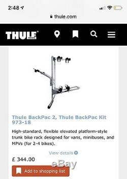 Thule Backpac 973 Rear Mounted 2, Two Bike Cycle Carrier. Includes 973-18 Fit Ki