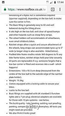 Tow Bar 4 Bike Cycle Carrier / Rack (Buzz Wing 4 tilting)