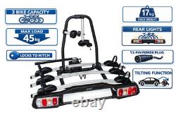 Tow Bar Bike Carrier for 3 Bikes VETURO 3 Tilt Function 13/7 PIN Lockable 45kg