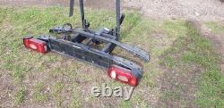 Tow Bar Mounted 2 Bike Rack With Lights Cycle Bicycle