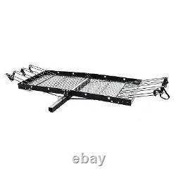 Tow Tuff 62 Inch Steel Cargo Carrier and Bike Rack, Fits All 2 Inch Receivers