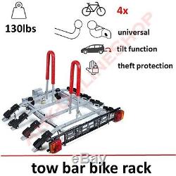 Towbar Mounted Tilting 4 Bike Rack Cycle Carrier Steel Hitch Platform Transport