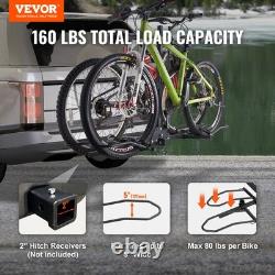 VEVOR 2-Bike Rack Hitch Mount 160lbs Folding Carrier Car Truck SUV 2 Receiver