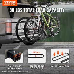 VEVOR 2-Bike Rack Hitch Mount Folding Carrier Car Truck SUV 1.25/2Receiver