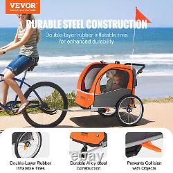 VEVOR Child Bike Trailer Foldable 2 Seater Stroller Double Kids Carrier 100 lbs