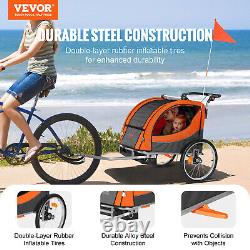 VEVOR Child Bike Trailer Foldable 2 Seater Stroller Double Kids Carrier 88 lbs
