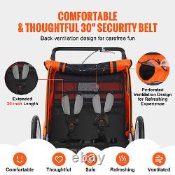 VEVOR Child Bike Trailer Foldable 2 Seater Stroller Double Kids Carrier 88 lbs