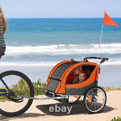 VEVOR Child Bike Trailer Foldable 2 Seater Stroller Double Kids Carrier 88 lbs