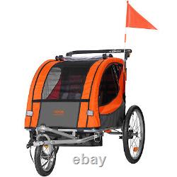 VEVOR Child Bike Trailer Foldable 2 Seater Stroller Double Kids Carrier 88 lbs