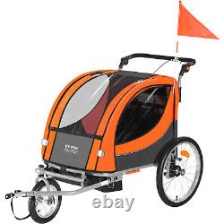 VEVOR Child Bike Trailer Foldable 2 Seater Stroller Double Kids Carrier 88 lbs
