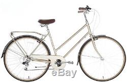 Women's gold Bobbin Bramble city bike with carrier, six gears